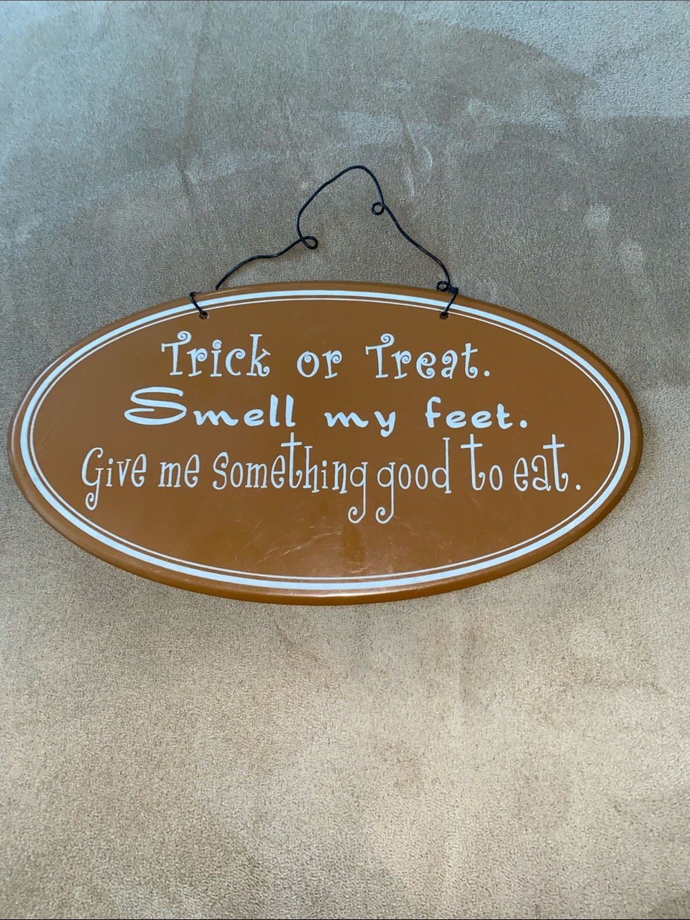 Halloween Oval Wall Sign - Brown "Trick or Treat" 10”W x 5”.5 L